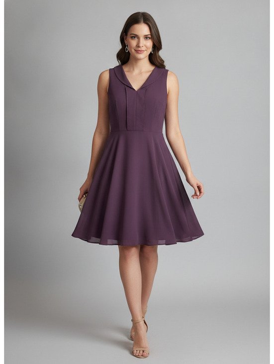 Express Dresses & Skirts - S | Express | Plum sleeveless fit-and-flare dress